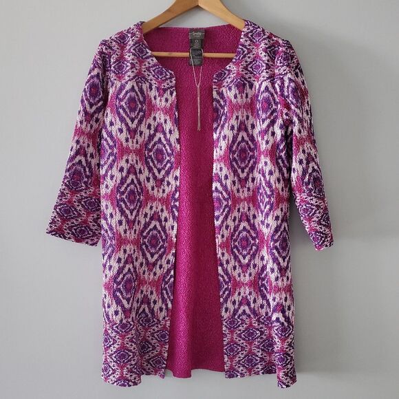 Travelers Collection Reversible Crushed Ikat Jacket Size 0 = XS - Picture 3 of 9